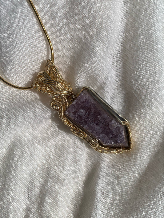 Agate tip with Amethyst